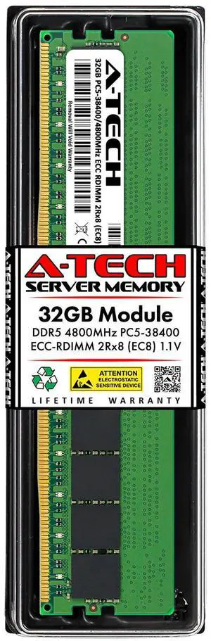 32GB DDR5 4800 EC8 RDIMM Micron MTC20F2085S1RC48BA1 Equivalent Server Memory RAM