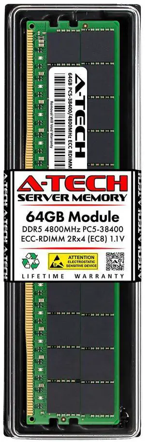 (NOT FOR HOME PC!) A-Tech 64GB 2Rx4 PC5-38400R DDR5 4800 MHz ECC REG EC8 RDIMM Server Memory RAM 1x