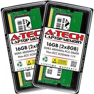 A-Tech 16GB 2x 8GB DDR5 4800 Laptop SODIMM 262-Pin PC5-38400 Notebook Memory RAM