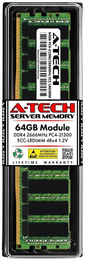 (NOT FOR HOME PC!) 64GB DDR4 ECC LRDIMM Micron MTA72ASS8G72LZ-2G6D2 Equivalent Server Memory RAM 1x
