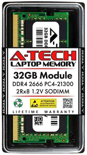 32GB DDR4 2Rx8 PC4-21300S SODIMM HP L50384-001 Equivalent Laptop Memory RAM 1x