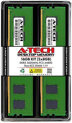 A-Tech 16GB 2x 8GB DDR5 5600 MHz Desktop DIMM PC5-44800 288-Pin Memory RAM Kit