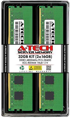 (NOT FOR HOME PC!) A-Tech 32GB 2x 16GB 1Rx8 PC5-38400R DDR5 4800MHz EC8 REG RDIMM Server Memory RAM (NOT FOR HOME PC!) A-Tech 32GB 2x 16GB 1Rx8 PC5-38400R DDR5 4800MHz EC8 REG RDIMM Server Memory RAM