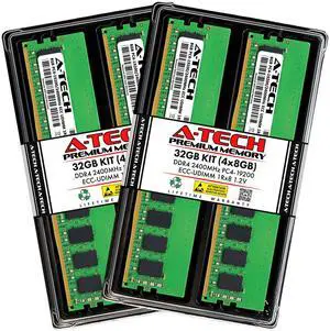 (NOT FOR HOME PC!) A-Tech 32GB Kit 4x 8GB 1Rx8 PC4-19200E DDR4 2400 MHz ECC UDIMM Server Memory RAM