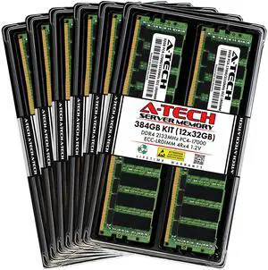 (NOT FOR HOME PC!) A-Tech 384GB 12x 32GB 4Rx4 PC4-17000L DDR4 2133 MHz ECC LRDIMM Server Memory RAM