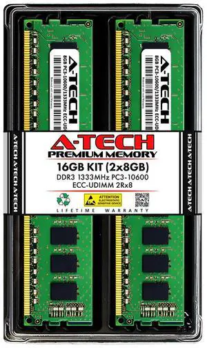 (NOT FOR HOME PC!) A-Tech 16GB 2x8GB PC3-10600E ECC Unbuffered UDIMM DDR3 1333MHz Server Memory RAM (NOT FOR HOME PC!) A-Tech 16GB 2x8GB PC3-10600E ECC Unbuffered UDIMM DDR3 1333MHz Server Memory RAM