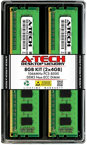 A-Tech 8GB 2 x 4GB PC3-8500 Desktop DDR3 1066 MHz 240-Pin DIMM Memory RAM 4G 8G A-Tech 8GB 2 x 4GB PC3-8500 Desktop DDR3 1066 MHz 240-Pin DIMM Memory RAM 4G 8G