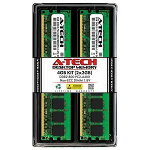 A-Tech 4GB 2x 2GB PC2-6400 Desktop DIMM DDR2 800 MHz Non-ECC Memory RAM 6400U 4G A-Tech 4GB 2x 2GB PC2-6400 Desktop DIMM DDR2 800 MHz Non-ECC Memory RAM 6400U 4G
