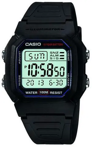 Casio Men's Quartz Black Resin 10-Year Battery 37mm Digital Watch W800H-1AV Casio Men's Quartz Black Resin 10-Year Battery 37mm Digital Watch W800H-1AV