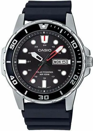 Casio Classic Men's Solar Day and Date Black Resin Band 46mm Watch MTPS110-1AV Casio Classic Men's Solar Day and Date Black Resin Band 46mm Watch MTPS110-1AV
