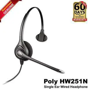 Plantronics Poly HW251N Wideband Monaural Noise Canceling Headset 64338-31 Plantronics Poly HW251N Wideband Monaural Noise Canceling Headset 64338-31