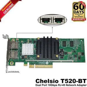 Dell Chelsio T520-BT Dual-Port 10GbE RJ45 PCIe Network Adapter Card PVMTG Dell Chelsio T520-BT Dual-Port 10GbE RJ45 PCIe Network Adapter Card PVMTG
