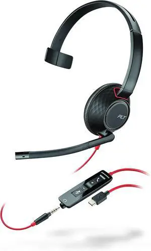 Poly Blackwire 5210 Monaural USB-C Headset +3.5mm Plug + USB-C/A Adapter Poly Blackwire 5210 Monaural USB-C Headset +3.5mm Plug + USB-C/A Adapter