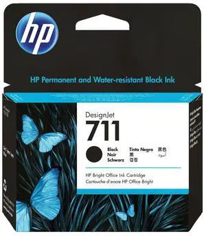 HP 711 80-ml Black DesignJet Ink Cartridge, CZ133A HP 711 80-ml Black DesignJet Ink Cartridge, CZ133A