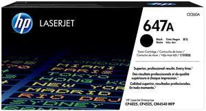 HP 647A Black Original LaserJet Toner Cartridge, ~8,500 pages, CE260A HP 647A Black Original LaserJet Toner Cartridge, ~8,500 pages, CE260A