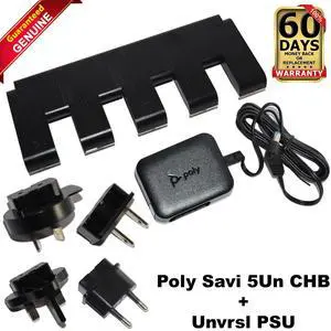 Poly Savi 8200 5-Bay Charge Base Rack + PSU Adapter 85R88AA 215219-02 Poly Savi 8200 5-Bay Charge Base Rack + PSU Adapter 85R88AA 215219-02