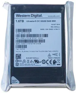 (NOT FOR HOME PC!) WD DC SS200 1.6TB SDLL1CLR-016T-CDA4 0TS1728 SAS 12Gb/s MLC 3 DWPD 2.5" SSD (NOT FOR HOME PC!) WD DC SS200 1.6TB SDLL1CLR-016T-CDA4 0TS1728 SAS 12Gb/s MLC 3 DWPD 2.5" SSD