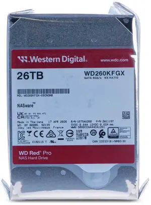 Western Digital Red Pro 26TB WD260KFGX 7.2K RPM SATA 6Gb/s 512e 3.5" NAS HDD Western Digital Red Pro 26TB WD260KFGX 7.2K RPM SATA 6Gb/s 512e 3.5" NAS HDD