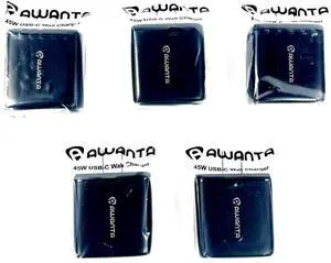 Lot of 5 - Awanta 45W USB-C Wall Charger NO CABLE - Black Lot of 5 - Awanta 45W USB-C Wall Charger NO CABLE - Black