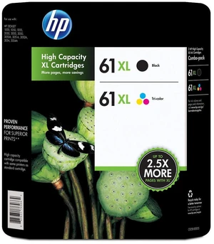HP 61XL 2-pack High Yield Black/Tri-color Original Ink Cartridges, 1 Black (~360 HP 61XL 2-pack High Yield Black/Tri-color Original Ink Cartridges, 1 Black (~360