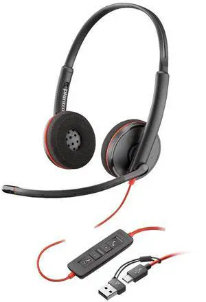 Poly Blackwire 3220 Stereo USB-C Headset +USB-C/A Adapter