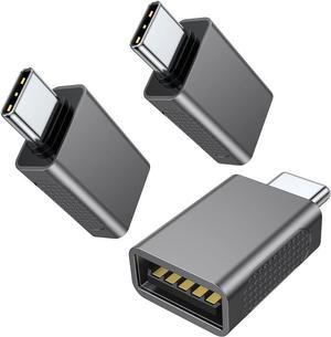 10Gbps USB C to USB 3.1 Adapter (3 Pack) USB Type C Male to USB A Female Thunderbolt 4/3 to USB Converter for iPhone 15 MacBook iMac iPad and More Type C Devices - Space Gray