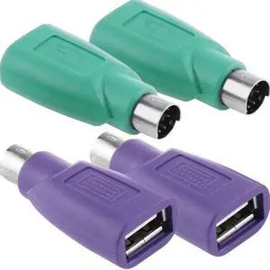 PS/2 to USB A Adapter Male to Female Keyboard Adapter PS-2 Jack to USB A Plug for Mouse and Keyboard Replacement PS/2 Keyboards Adapters 4 PCS