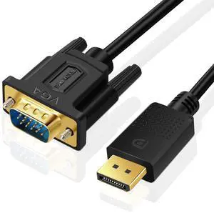 Displayport to VGA Cable DisplayPort to VGA Adapter DP to VGA Cable Male to Male Gold-Plated for Computer Laptop PC Monitor TV Projector (10 Feet)