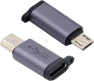 2pcs/lot USB-C USB2.0 Type C Female to Micro Mini USB Male Power Adapter 480Mbps Data with Chain Holes 2pcs/lot USB-C USB2.0 Type C Female to Micro Mini USB Male Power Adapter 480Mbps Data with Chain Holes