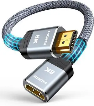 8K 4K HDMI Extender HDMI Extension Cable 2.1 4K@30Hz/ 60Hz/ 120Hz Ultra high Speed HDMI Male to Female Adapter Compatible with Xbox PS5 PS4  TV Stick Blu Ray Player HDTV Laptop PC 1FT