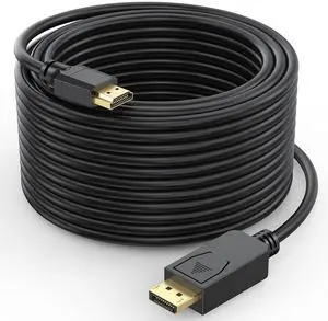 4K DisplayPort-DP to HDMI Cable 50FT, Display Port to HDMI Cable 50 Feet Adapter, 4K&3D, Video/Audio, 15.24M for HDTV, Monitor, Projector