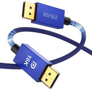 Certified 6.6FT DisplayPort Cable 2.1 16K DisplayPort Cable 2.0 Supports HDR DSC 1.2a 80Gbps 16K@60Hz 8K@120Hz 4K@240Hz / 165Hz / 144Hz 2K@360Hz for FreeSync G-Sync Gaming Monitor