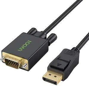 Display Port to VGA Cable 6FT DisplayPort DP to VGA Male Adapter Cord Gold-Plated Compatible for  HP   and More