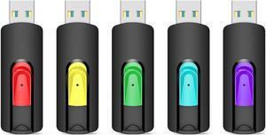 64GB Flash Drive USB 3.0 5 Pack USB Flash Drive 64GB Thumb Drive USB Drive Bulk USB 3.0 Memory Stick Pen Drive Jump Drives 64GB (5 Pack Red Green Cyan Yellow Purple)