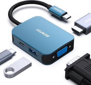 USB C HUB 4in1 USB Type-C to HDMI VGA Adapter USB C to USB Adapter USB Type-C Power Delivery Compatible with iPhone 15 Pro/Max MacBook Pro/Air 2023 iPad Pro iMac S23 XPS 17