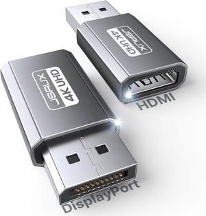 4K DisplayPort to HDMI Adapter 2-Pack DP PC to HDMI Monitor Converter Video UHD 2K@120Hz 4K@30 DP to HDTV Male to Female Uni-Directional Adapter Compatible for   HP GPU AMD -Grey