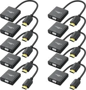 HDMI to VGA Adapter 10-Pack HDMI to VGA Adapter Male to Female Cable 1080P for Computer Desktop Laptop PC Monitor Projector HDTV Chromebook Raspberry Pi  Xbox and More