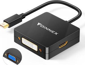 Mini DisplayPort to HDMI DVI VGA Adapter  Surface Pro Video Display 4K Converter Thunderbolt to HDMI VGA DVI Adaptor for Mini DP Mac MacBook Air to Projector Monitor-Black