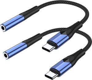 USB C to 3.5mm Audio Adapter (2-Pack) Type C to Aux Headphone Jack Adapter Dongle Cable Cord Compatible with iPhone 15/15 Plus/15 Pro/15 Pro Max iPad Pro MacBook  Galaxy S24 S23 S22