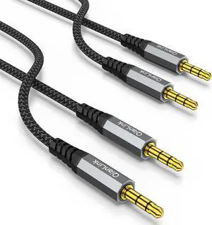 2 Pack AUX Cable (6.6ft/2m Hi-Fi Sound) 3.5mm TRS Auxiliary Audio Cable Nylon Braided Cord Compatible with Car Home Stereos Speaker iPod iPad Headphones Sony Echo Dot Beats (Grey)
