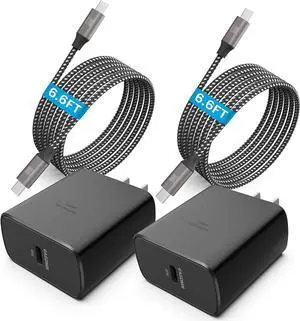 45W Super Fast Charger Type C, [2 PACK] 45 Watt USB-C Charger PD/PPS Wall Charging Block for Samsung Galaxy S24/S23 Ultra/S23+/S22 Ultra/S22+/S20 Ultra/Note 10 Plus, Galaxy Tab S8(with 2x 6.6ft Cable)