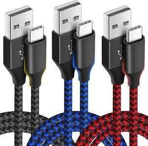 USB C Cable 10ft 3 Pack USB C Charger Cable, USB A to USB C Charging Cable USB Type C Fast Charge Cord Compatible with Samsung Galaxy S20 S10 Note 9, Android Cell Phones and More- Black Blue Red