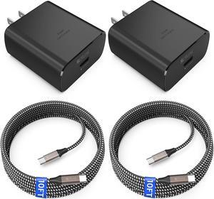 45W USB-C Charger, 2-Pack 45 Watt Super Fast Charger Type C Wall Charging Block with 2X 10FT Type C Cable for Samsung Galaxy S25 Ultra/S25/S25+/S24 Ultra/S23+/S23/S22/S20,Note 10/20,Tab S9/S8