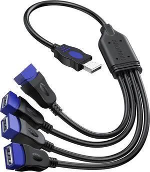 USB 1 to 4 Splitter USB 2.0 Y Splitter Charger Cable USB 1 Male to 4 Female Power Cord Extension Hub Cable for PC/PS4/MacBook/Laptop/TV/LED Etc Navy
