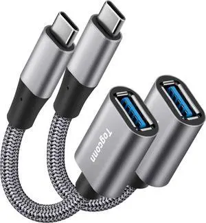 USB-C to USB 3.1 Adapter2 Pack Nylon Braided Type-C OTG Cable USB C Male to USB A 3.0 Female Connector for iPhone 15iPhone 15 ProMax  S23 Ultra MacBook Pro MacBook Air/Mini Google Pixel