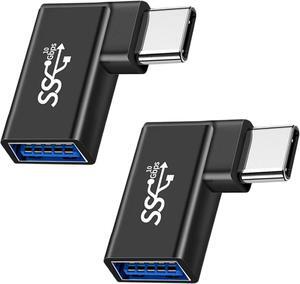 10Gbps USB C to USB OTG Adapter Right Angle USB 3.0 Female to Type C Male Connector Support for Data Sync & Charging Max 5V 3A compaticable for Smartphone Flash Drives Laptop Hubs-2pack