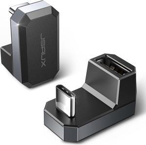 180° USB-C to USB Adapter 2 Pack 180 Degree Angle Type C Male to USB-A Female OTG Adapter Compatible with ROG Ally Steam Deck Switch Laptop Tablet Mobile Phone and More - Grey