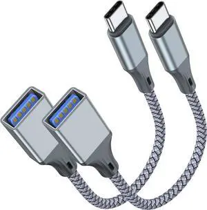 USB to C Adapter USB C to USB A Adapter (2 Pack) USB Type C Male to USB 3.0 Female OTG Cable .Compatible with MacBook Pro/Air 2019 2018 2017 Samsung Galaxy S23 S23+ Ultra Note 10 S9 S8 (Grey).