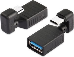 2 Pcs USB Type C U Shape Adapter 180 Degree Type-C Male to USB 3.0 Female OTG Adapter for Type C Mobile Phone Tablet Connect USB Flash Drive Mouse and Keyboard etc