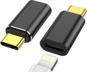 Lightning to USB C Adapter 2 Pack USB C Male to Lightning Female 60W PD Fast Charging Adapter for iPhone 15/15 Pro iPad Pro/iPad Air 5/4 MacBook//Laptop and More Type C Devices - Not OTG